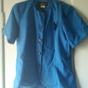 Damon Blue Short Sleeve Suit Jacket Sz 14